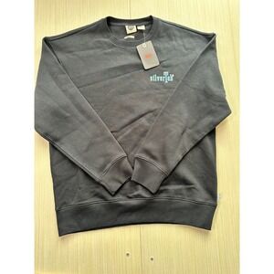 Levi's SilverTab Sweatshirt Mens Small Black Graphic Fleece Lined Relaxed Fit‎